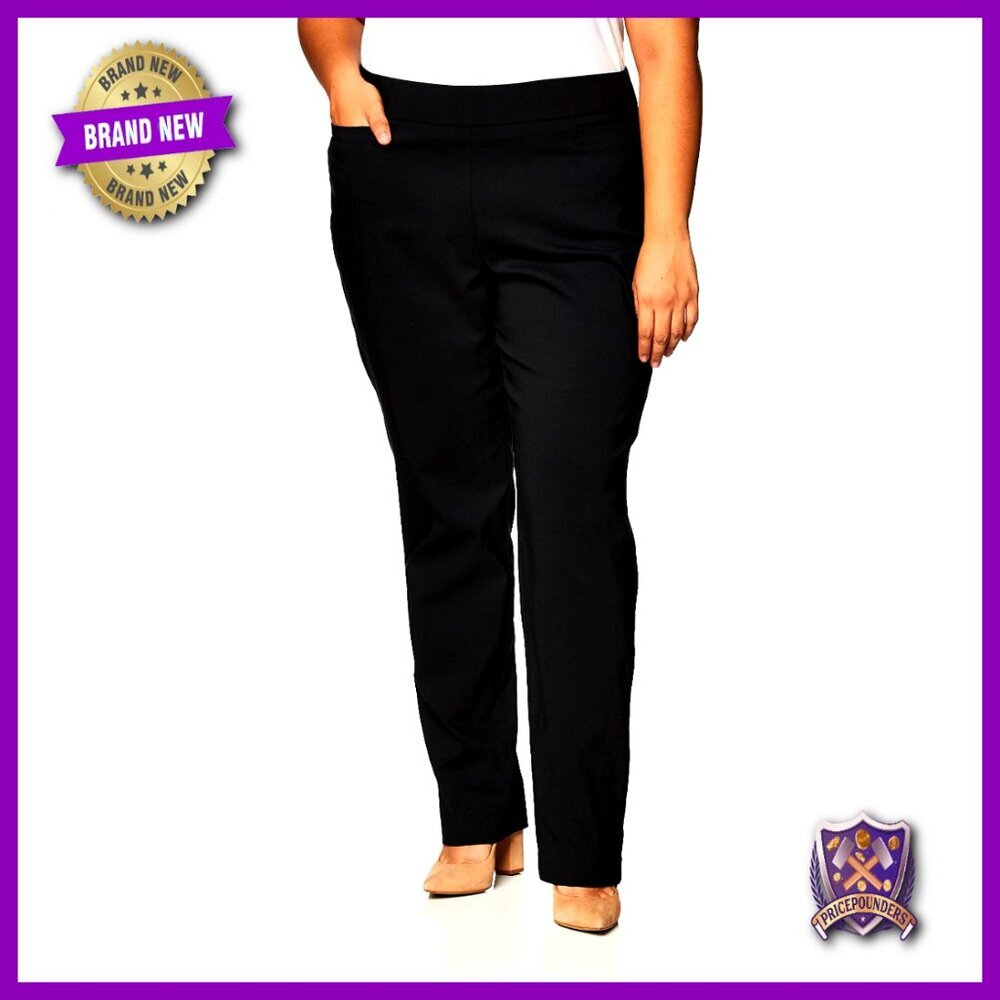 Plus Size Pull-On Career Pants with Welt Pockets, Stretch Fabric
